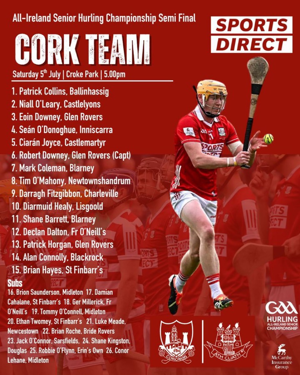 Cork Hurling: Team Changes for Semi-Final