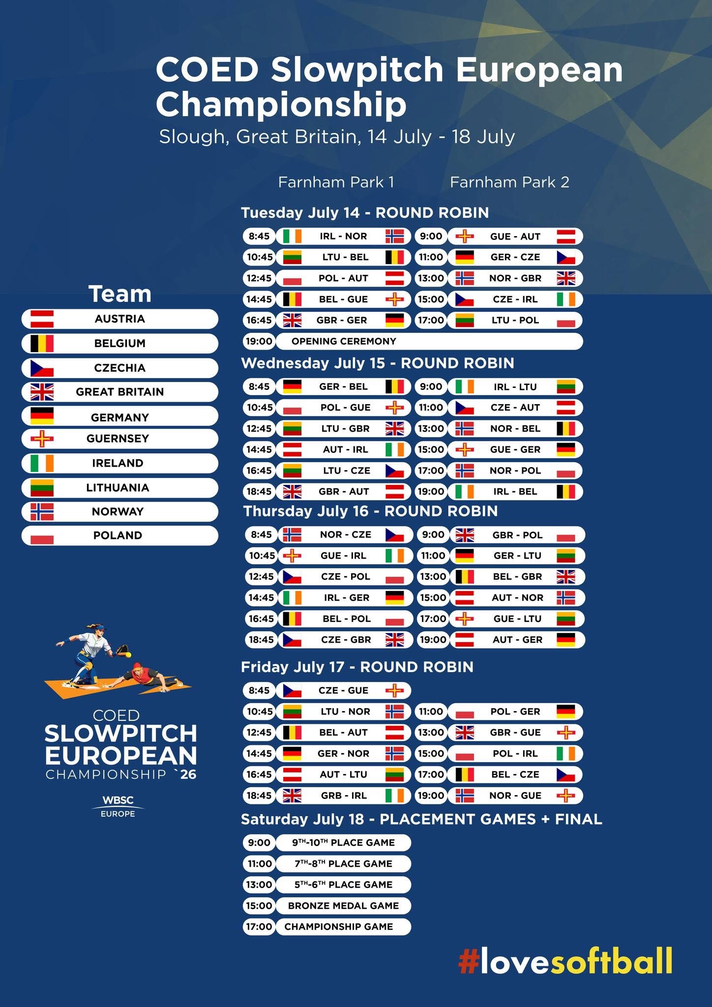 Irish Fixtures Announced for COED Slowpitch European Championship 2026
